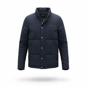 BANANA REPUBLIC Men's Large - Navy Field Jacket With Leather Trim On Zippers